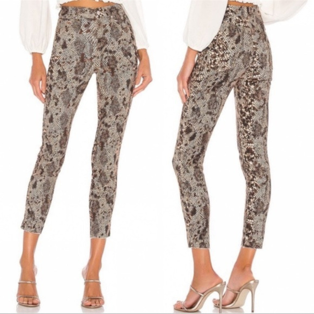 FREE PEOPLE High Rise Snakeskin‎ Print Cropped Skinny Jeans Size 29